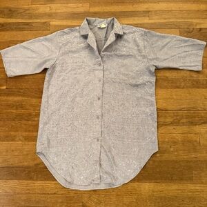 So What! light blue 1/2 sleeve button down pajama shirt top size medium M
 b65